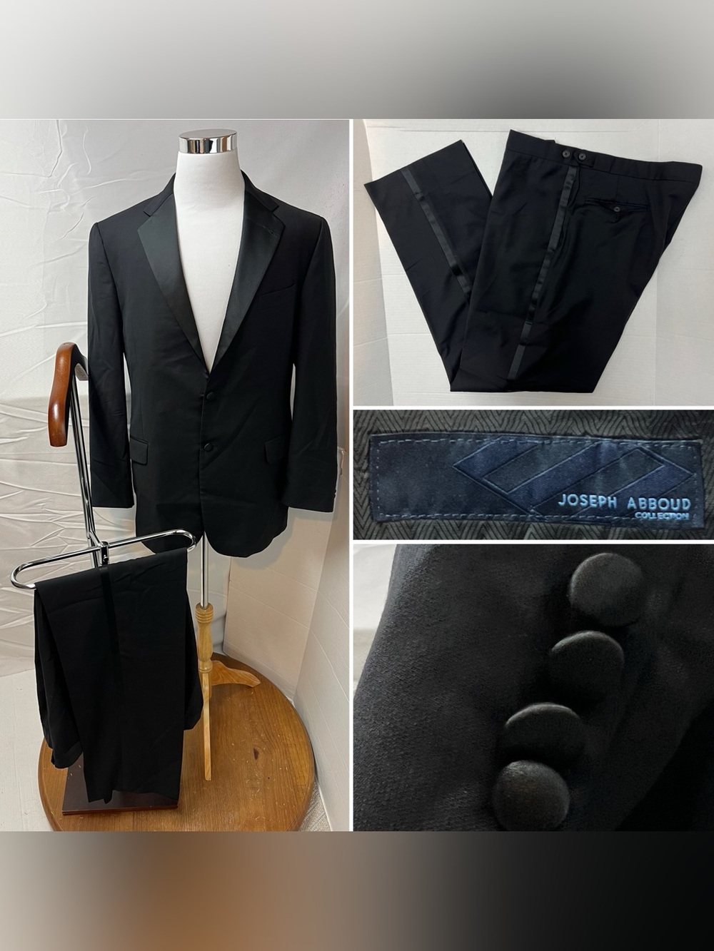 Joseph Abboud Men's 44L Blazer 38x33 Pants Black Tuxedo Suit